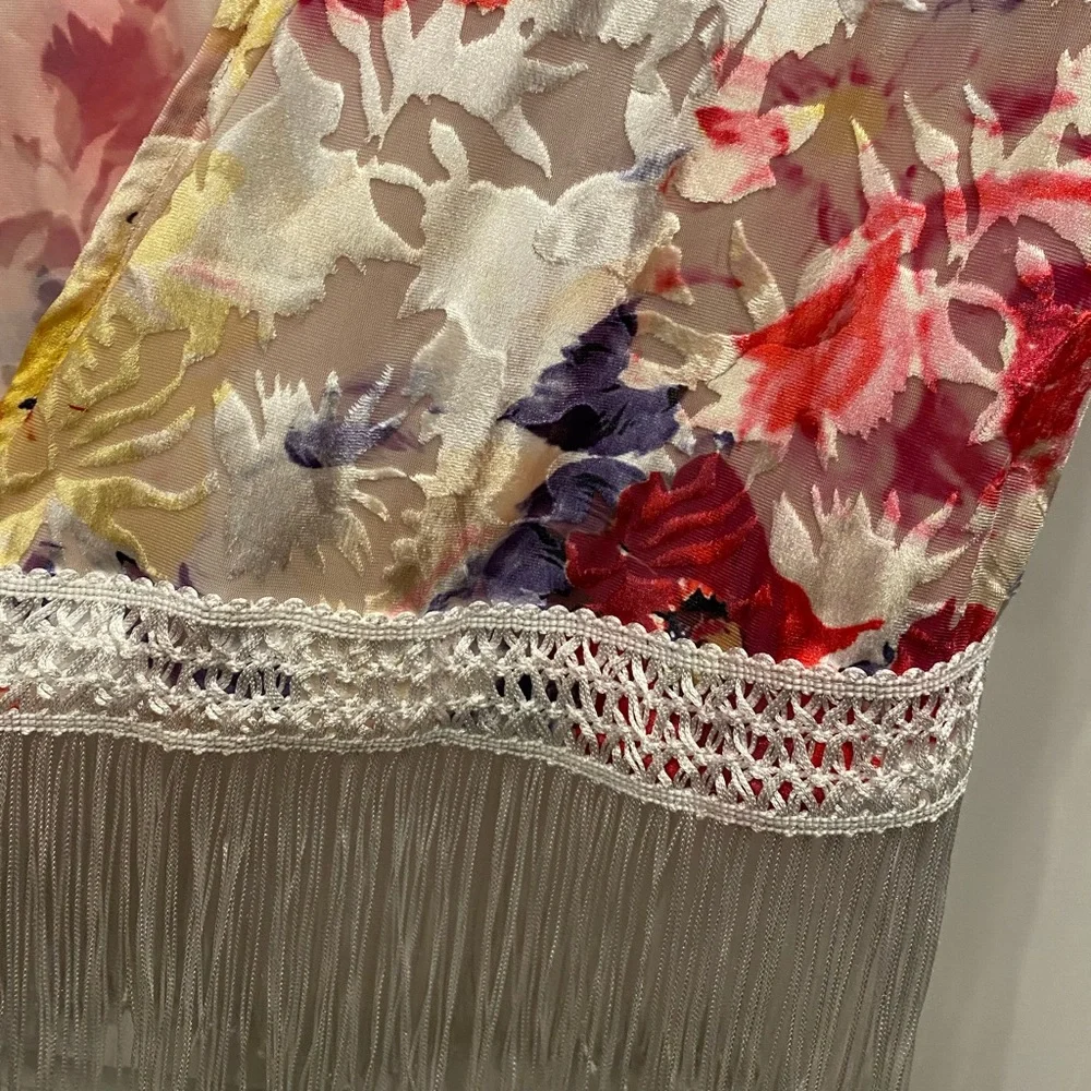 PinkBlush Floral Flocked Fringe Open Shirt - maternity, postpartum and beyond! - Picture 2 of 4